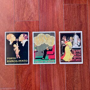 SET of 3 Vintage French Art Cards - 5"x7"